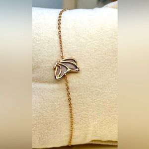 BMP5 Handmade RARE MOCHA CHOCOLATE Mother of Pearl Butterfly Bracelet 18KRG S925